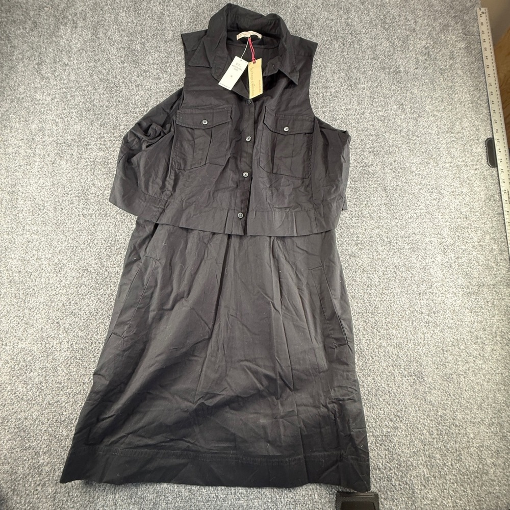 Banana Republic Heritage Collection Black Sleeveless Utility Shirt Dress 16 NEW
